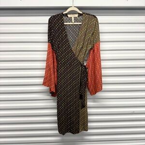 La Bohème 100% Silk Patchwork Kimono Sleeve Wrap Dress